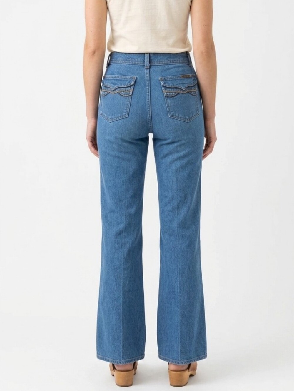 Vtg 70s L'Avion Distressed Classic High-Rise Straight Leg Cotton Blue Jeans 32L